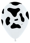 SEMPERTEX 5" COW PRINT WHITE BALLOON 100/PK, FASHION WHITE. COW PRINT