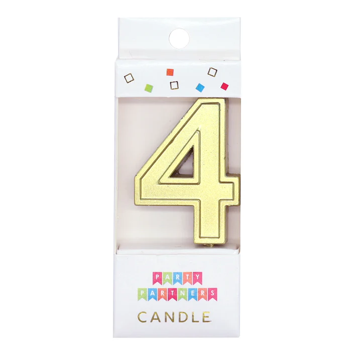 4 Metallic Gold Number Candle