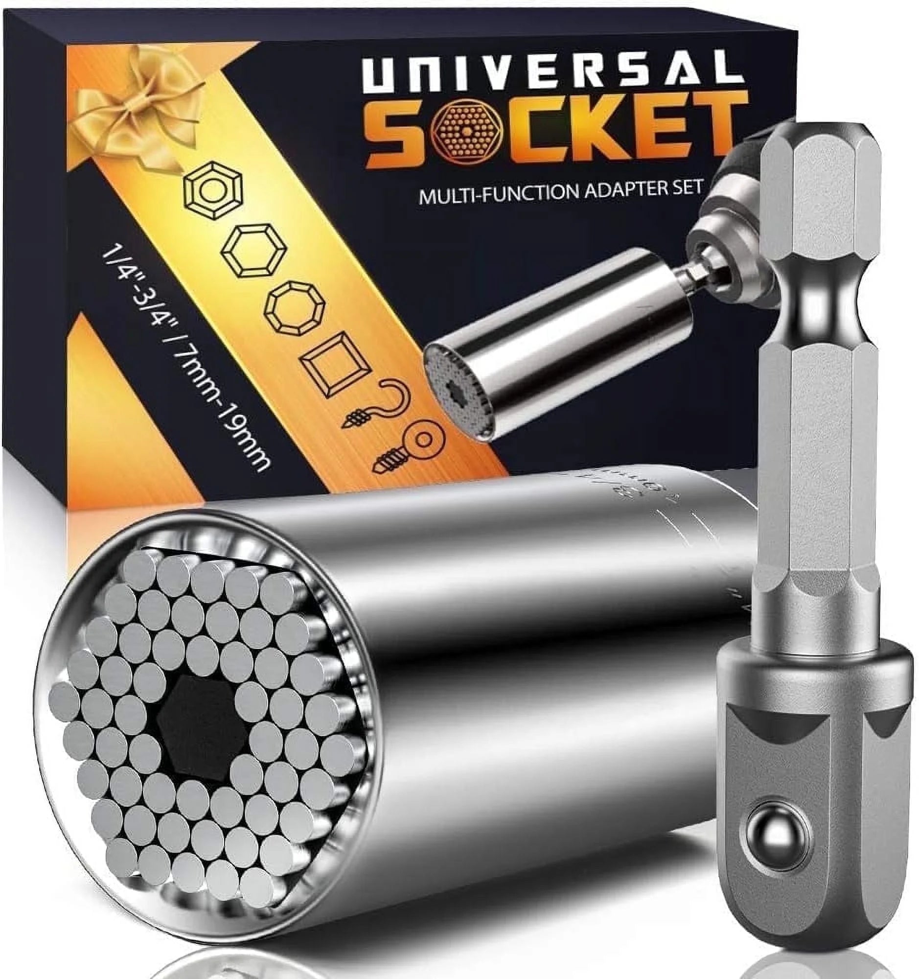 Super Universal Socket Tools Gifts for Men,Christmas Stocking Stuffers for Men Socket Set with Power Drill Adapter(7-19Mm) for Men Birthday Gifts for Dad Women Husband